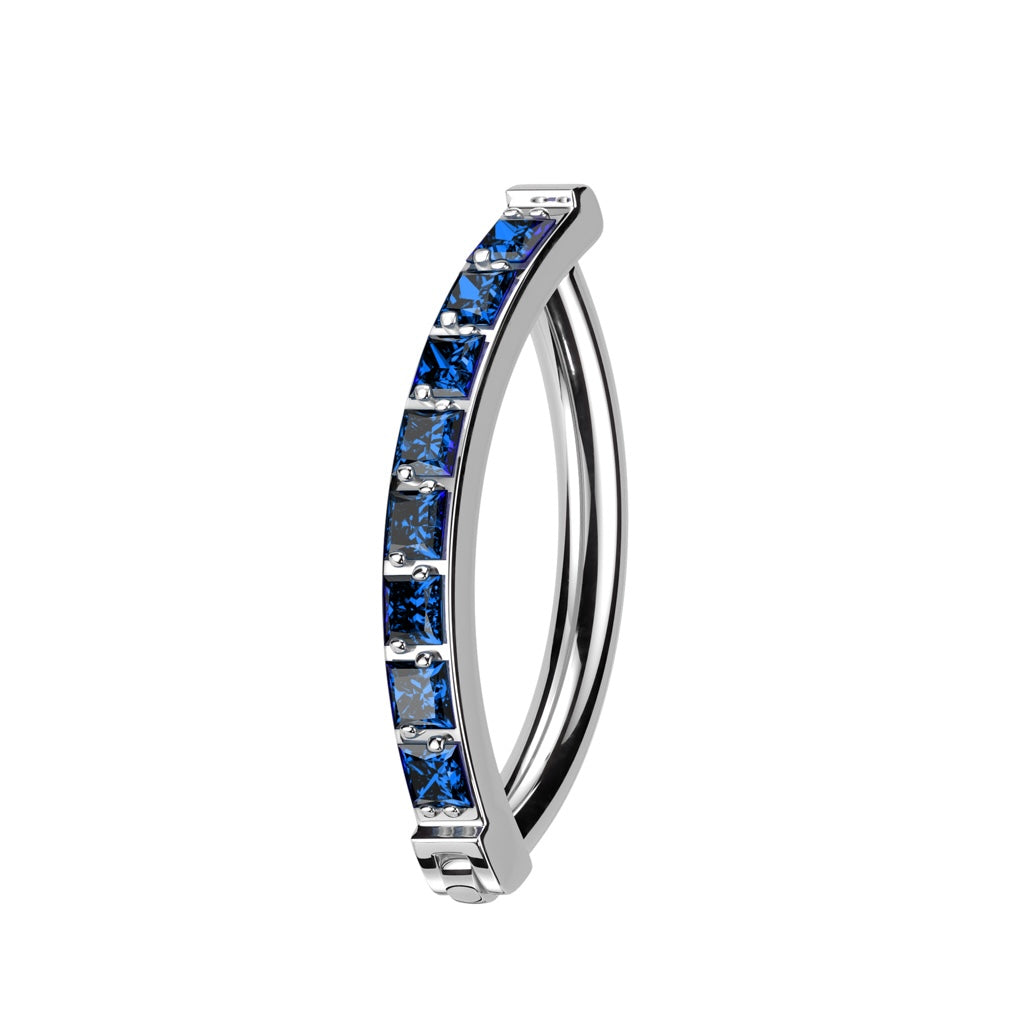 Square Pave Belly Ring Blue