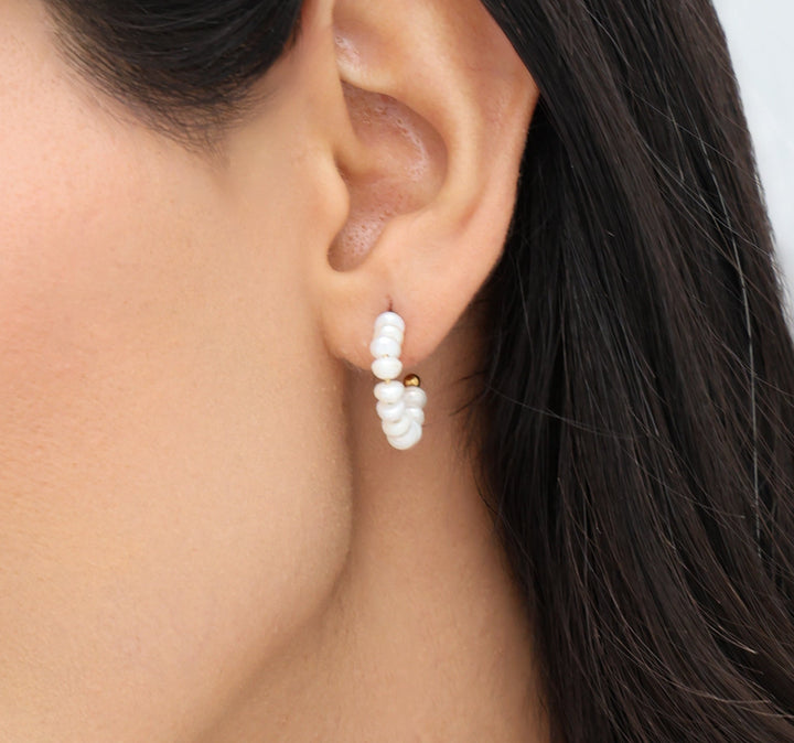 HALF PEARLS HOOPS