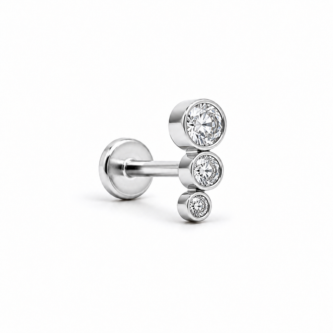 3 bezel round stud