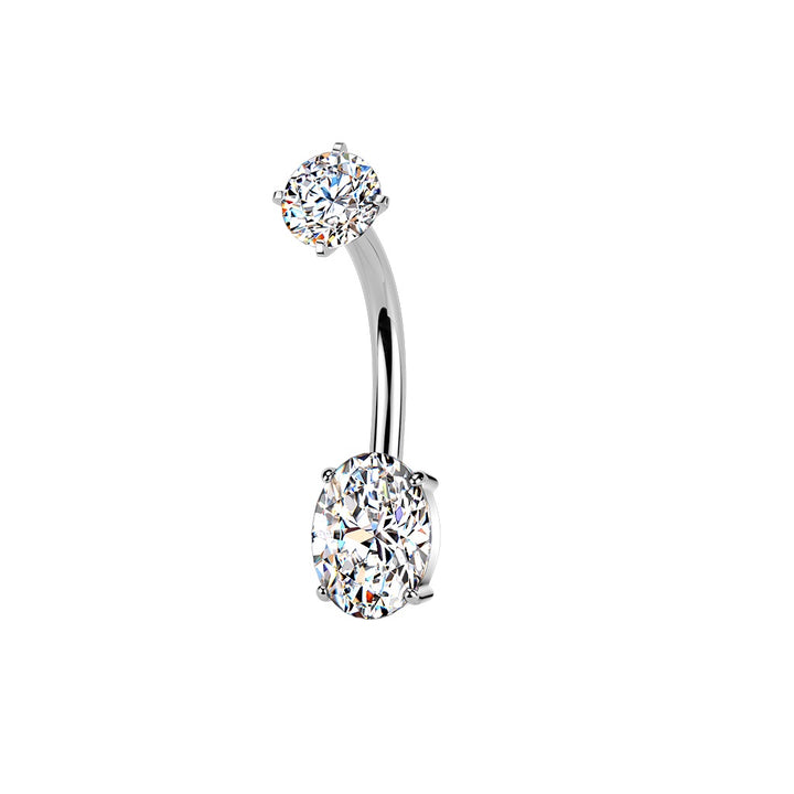 Oval Prongs Belly Ring