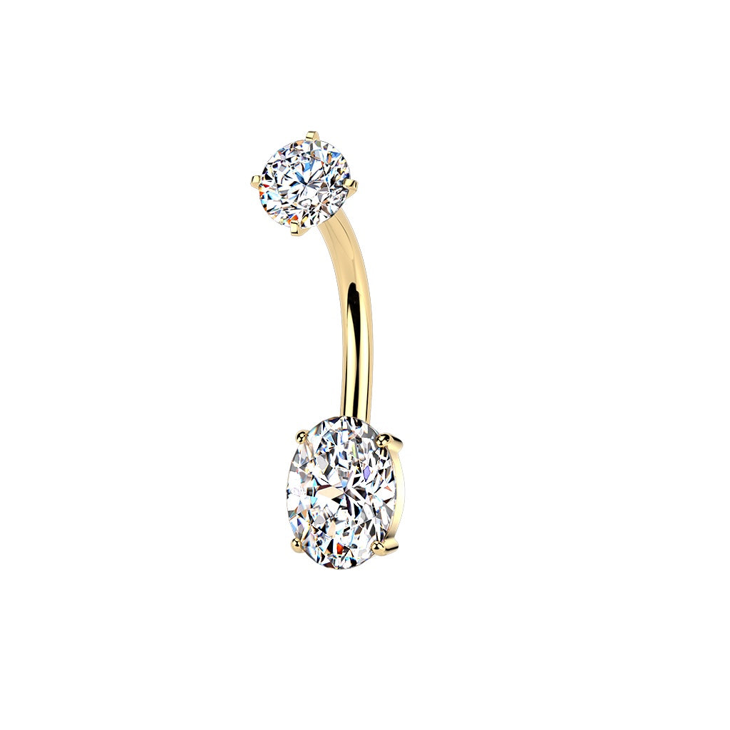 Oval Prongs Belly Ring