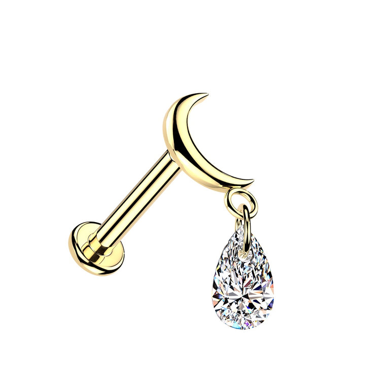 Moon Pear Attached Stud
